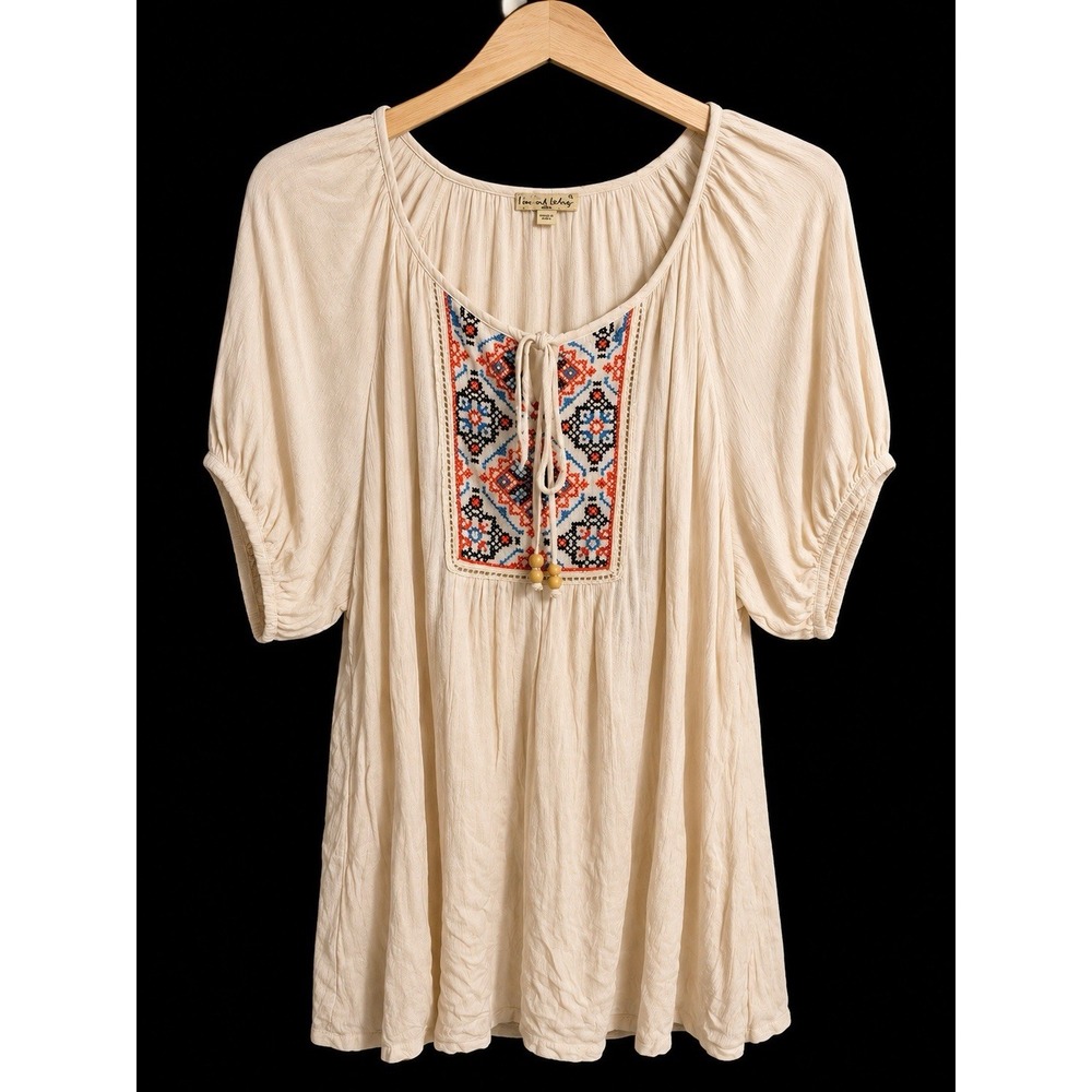 Love & Liberty women's plus-size 1X embroidered tunic top NWT
